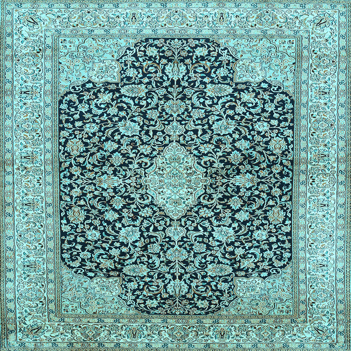 Square Medallion Light Blue Traditional Rug, tr373lblu