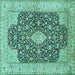 Square Medallion Turquoise Traditional Rug, tr373turq