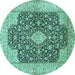 Round Medallion Turquoise Traditional Rug, tr373turq