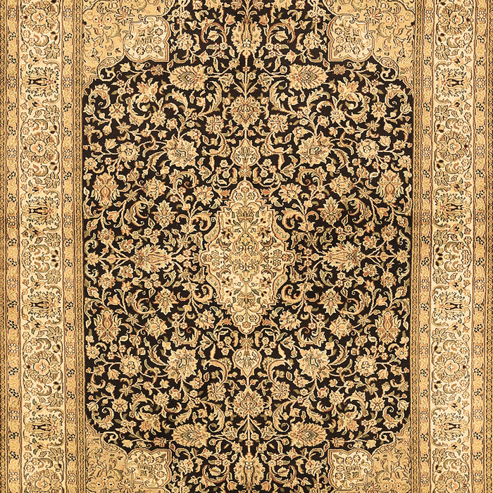 Machine Washable Medallion Brown Traditional Rug, wshtr373brn