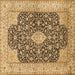 Square Machine Washable Medallion Brown Traditional Rug, wshtr373brn