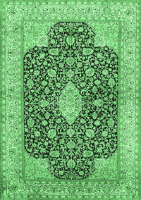 Medallion Emerald Green Traditional Rug, tr373emgrn