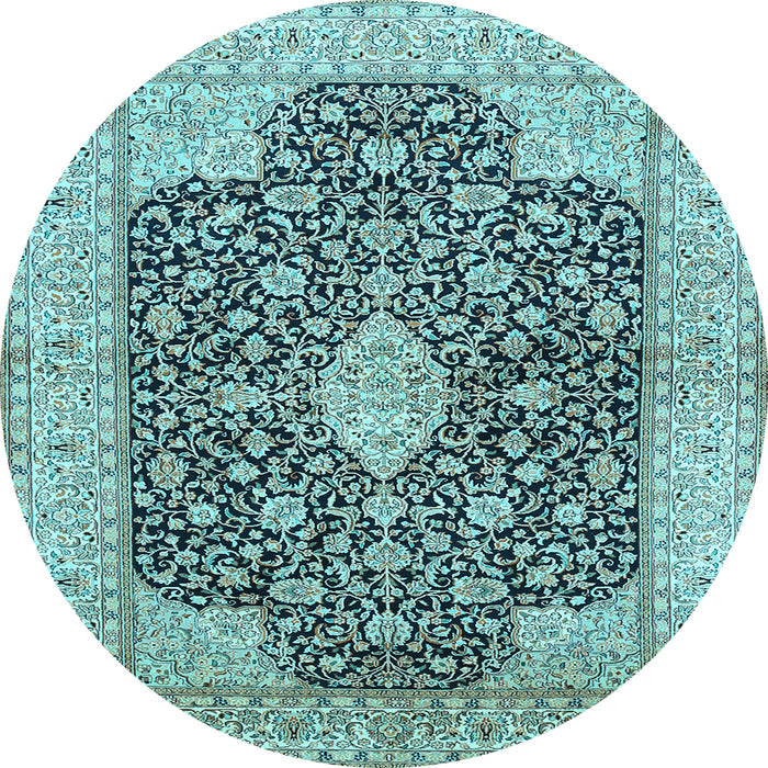 Round Medallion Light Blue Traditional Rug, tr373lblu