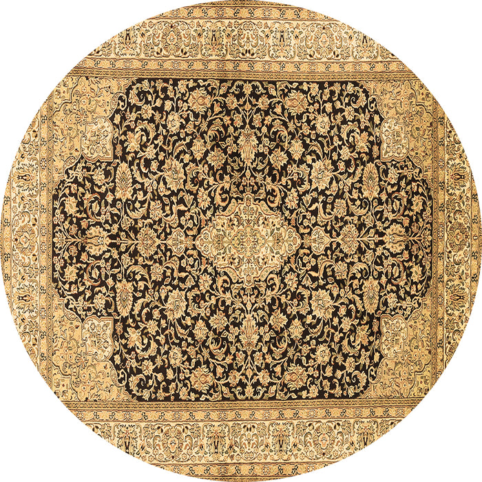 Round Medallion Brown Traditional Rug, tr373brn