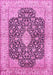 Machine Washable Medallion Pink Traditional Rug, wshtr373pnk