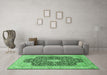 Machine Washable Medallion Emerald Green Traditional Area Rugs in a Living Room,, wshtr373emgrn