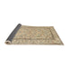 Sideview of Traditional Khaki Gold Persian Rug, tr374