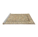 Sideview of Machine Washable Traditional Khaki Gold Rug, wshtr374