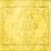 Square Machine Washable Persian Yellow Traditional Rug, wshtr3740yw