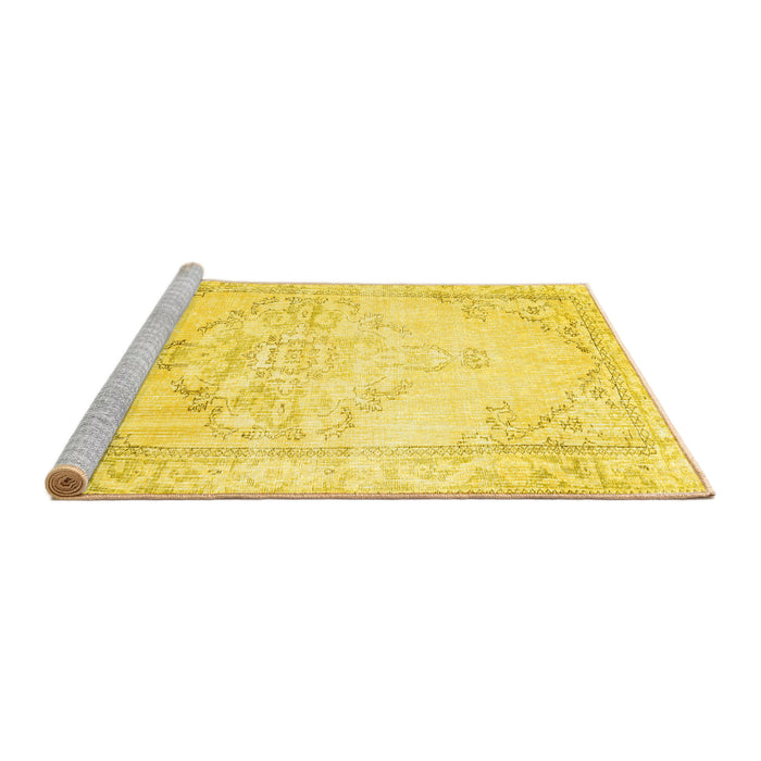 Sideview of Machine Washable Persian Yellow Traditional Rug, wshtr3740yw