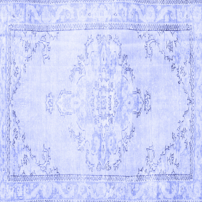 Square Machine Washable Persian Blue Traditional Rug, wshtr3740blu