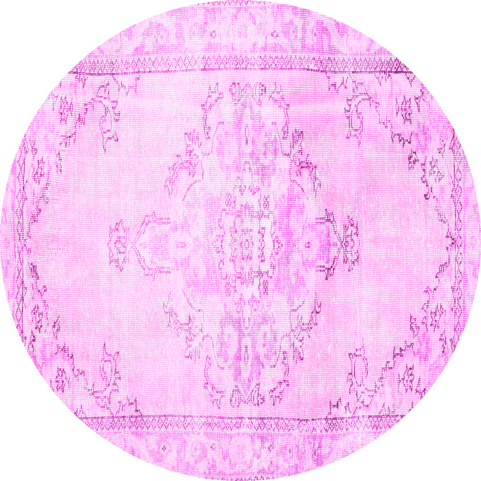Round Machine Washable Persian Pink Traditional Rug, wshtr3740pnk