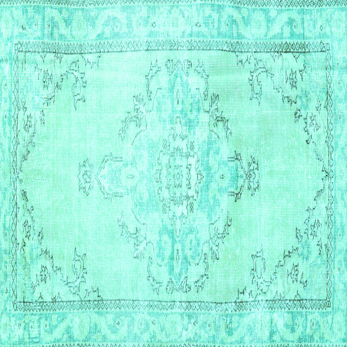 Square Machine Washable Persian Turquoise Traditional Area Rugs, wshtr3740turq