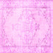 Square Machine Washable Persian Pink Traditional Rug, wshtr3740pnk