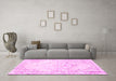 Machine Washable Persian Pink Traditional Rug in a Living Room, wshtr3740pnk