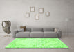 Machine Washable Persian Green Traditional Area Rugs in a Living Room,, wshtr3740grn