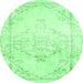 Round Persian Emerald Green Traditional Rug, tr3740emgrn