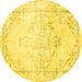 Round Persian Yellow Traditional Rug, tr3740yw