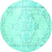 Round Persian Turquoise Traditional Rug, tr3740turq