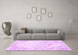 Machine Washable Persian Purple Traditional Area Rugs in a Living Room, wshtr3740pur
