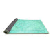 Sideview of Persian Turquoise Traditional Rug, tr3740turq