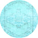 Round Persian Light Blue Traditional Rug, tr3740lblu