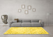 Machine Washable Persian Yellow Traditional Rug in a Living Room, wshtr3740yw