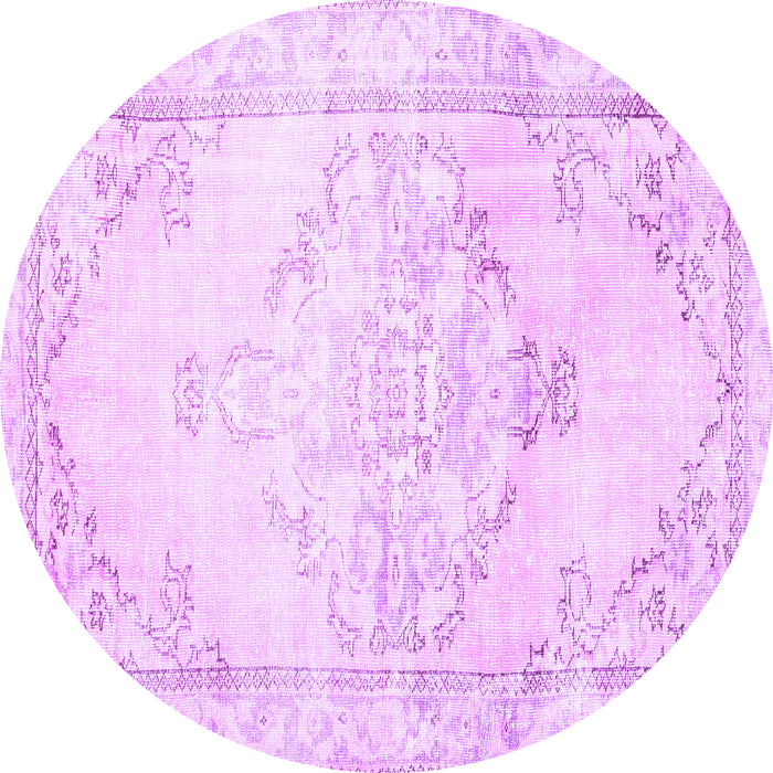 Round Machine Washable Persian Purple Traditional Area Rugs, wshtr3740pur