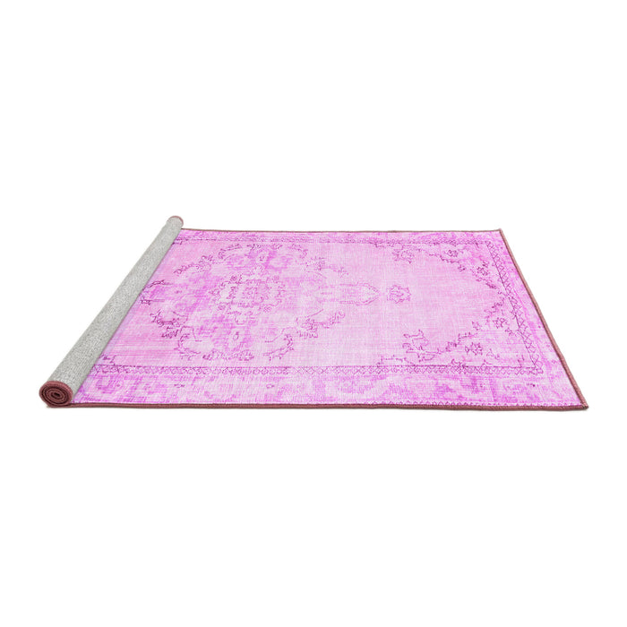 Sideview of Machine Washable Persian Pink Traditional Rug, wshtr3740pnk