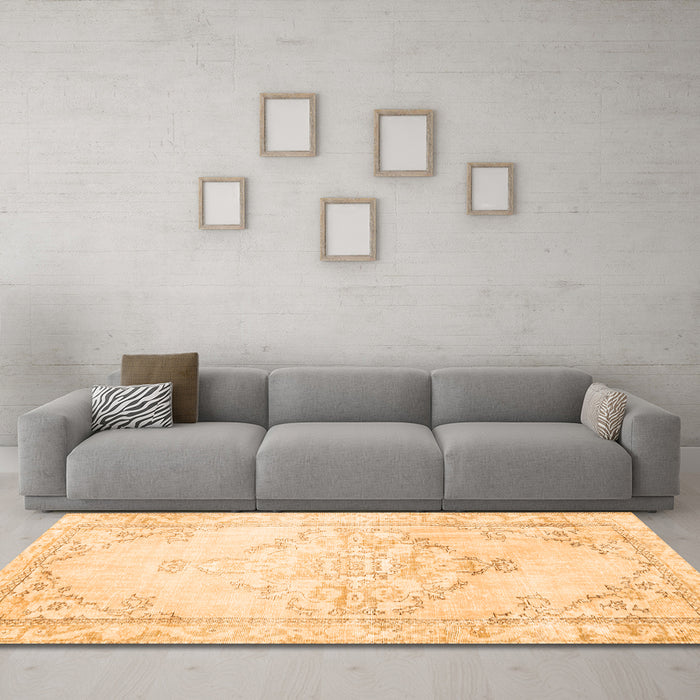 Machine Washable Persian Orange Traditional Area Rugs in a Living Room, wshtr3740org