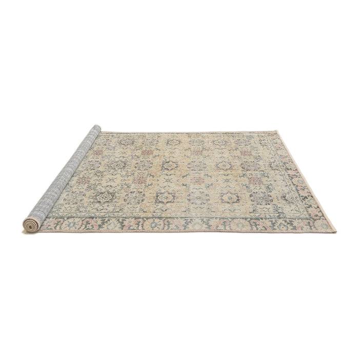 Sideview of Machine Washable Traditional Light French Beige Brown Rug, wshtr3741