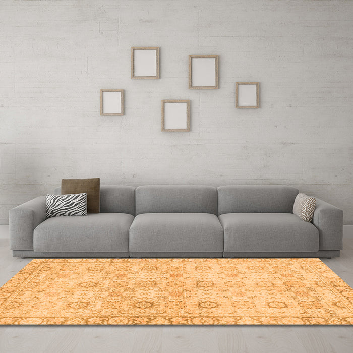 Machine Washable Persian Orange Traditional Area Rugs in a Living Room, wshtr3741org