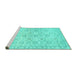 Sideview of Machine Washable Persian Turquoise Traditional Area Rugs, wshtr3741turq