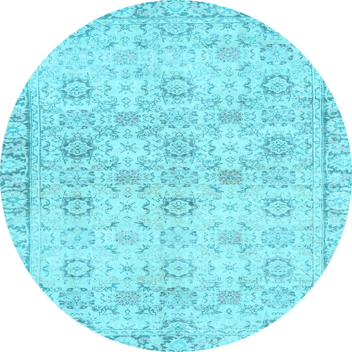 Round Persian Light Blue Traditional Rug, tr3741lblu