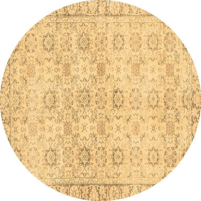 Round Persian Brown Traditional Rug, tr3741brn