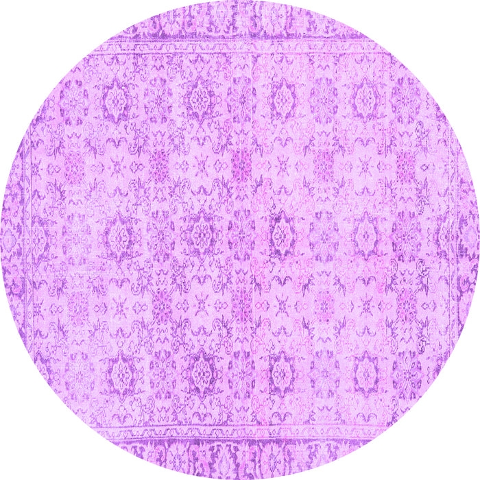 Round Persian Purple Traditional Rug, tr3741pur