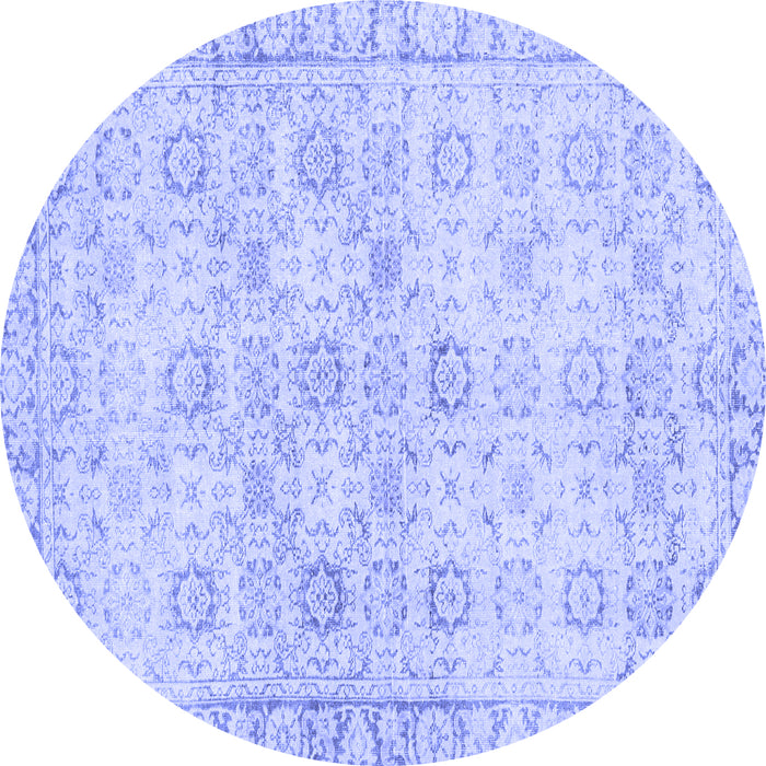 Round Persian Blue Traditional Rug, tr3741blu