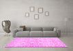 Machine Washable Persian Pink Traditional Rug in a Living Room, wshtr3741pnk