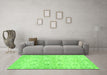 Machine Washable Persian Green Traditional Area Rugs in a Living Room,, wshtr3741grn