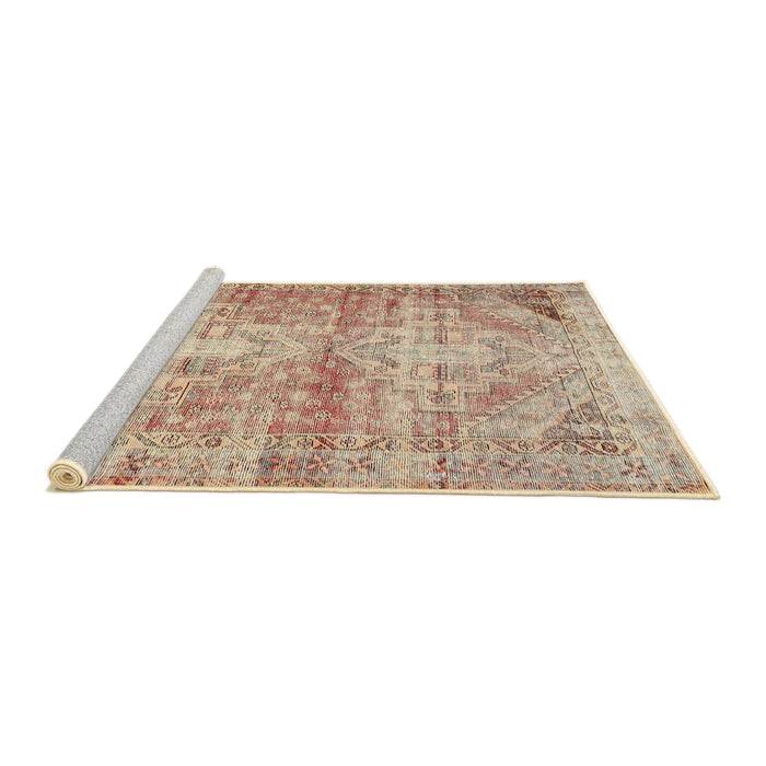 Sideview of Machine Washable Traditional Rust Pink Rug, wshtr3742