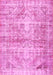 Machine Washable Persian Pink Traditional Rug, wshtr3742pnk