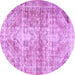 Round Persian Purple Traditional Rug, tr3742pur