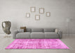 Machine Washable Persian Pink Traditional Rug in a Living Room, wshtr3742pnk