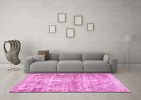 Machine Washable Persian Pink Traditional Rug, wshtr3742pnk