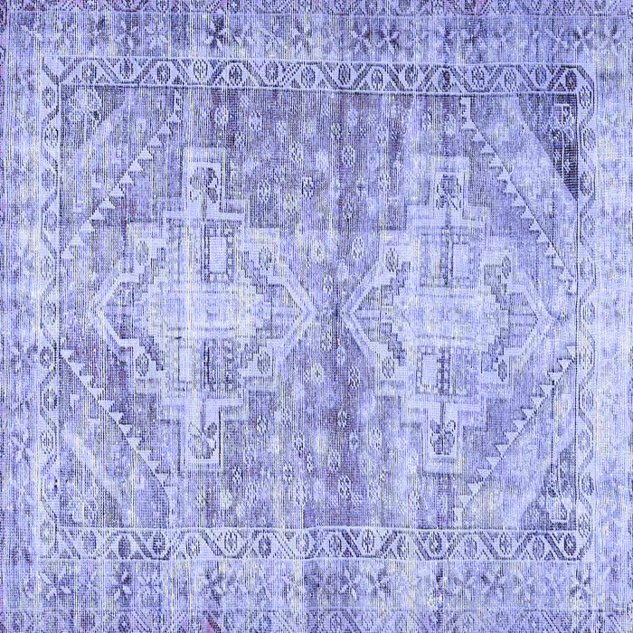 Square Machine Washable Persian Blue Traditional Rug, wshtr3742blu