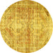 Round Persian Yellow Traditional Rug, tr3742yw