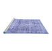 Sideview of Machine Washable Persian Blue Traditional Rug, wshtr3742blu