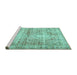 Sideview of Machine Washable Persian Turquoise Traditional Area Rugs, wshtr3742turq