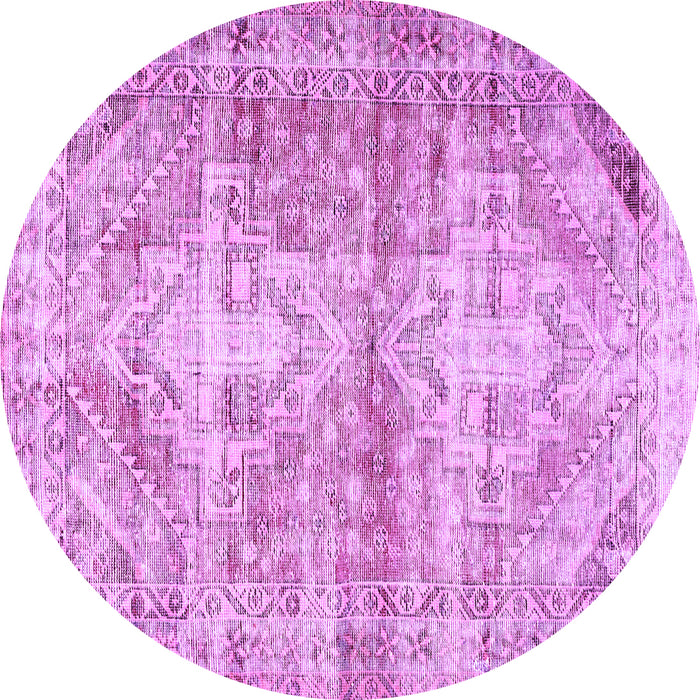 Round Machine Washable Persian Purple Traditional Area Rugs, wshtr3742pur