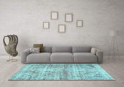 Machine Washable Persian Light Blue Traditional Rug in a Living Room, wshtr3742lblu